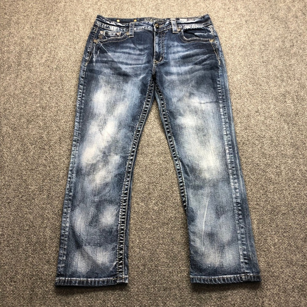 Miss Me Womens Boyfriend Capri Jeans Medium Wash Fleur De Lis Size 30